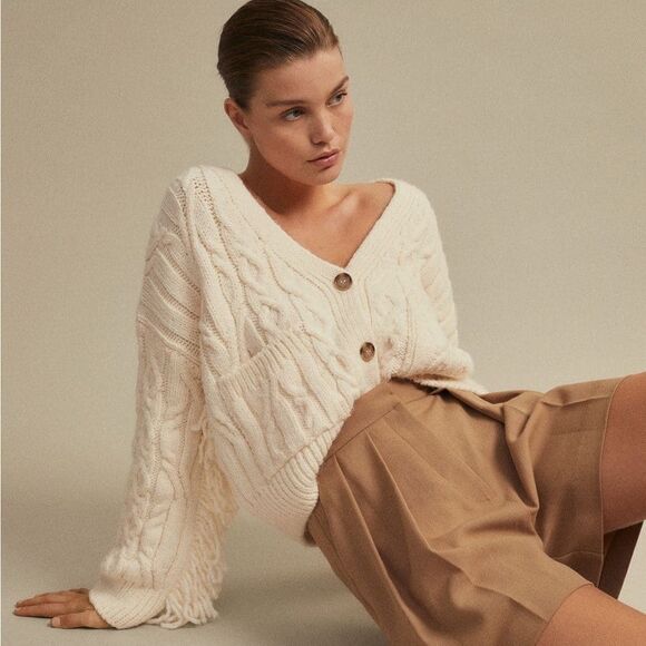 Mango Fringed Cardigan New - Picture 1 of 5